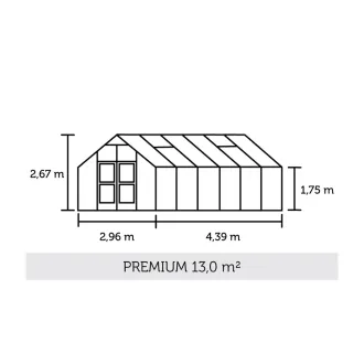 Теплица Premium 13 м², алюминий, серо-чёрный, поликарбонат 10 мм — фото 2