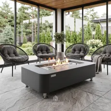 Стoл c камином SYDNEY Bioethanol Slate Black (вкл. стекло 2 шт)