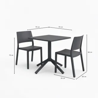 Комплект стол Eco fixed + 2 стула Kate без подлокотников, anthracite — фото 3