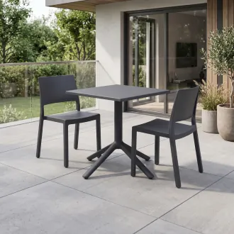 Комплект стол Eco fixed + 2 стула Kate без подлокотников, anthracite