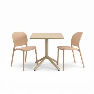 Комплект стол Eco fixed, Dove Gray + 2 стула HUG без подлокотников, карамель — фото 6