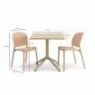 Комплект стол Eco fixed, Dove Gray + 2 стула HUG без подлокотников, карамель — фото 3