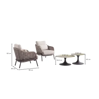 Балконный набор 2 кресла Casto lounge + 2 столика Nova, Mrg taupe — фото 14