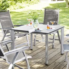 Стіл обідній Diamond 95х95 см Silver з HPL столешнею Stone Light Grey