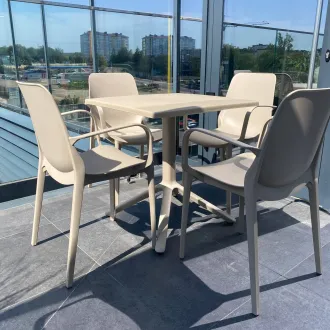 Комплект стол Eco fixed + 4 стула Ginevra, dove grey 